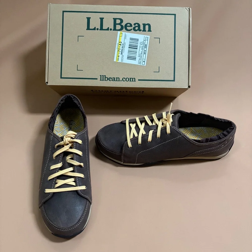 LL Bean Peaks Island Sport Shoe Coffee Bean Brown Leather Sneakers 11 M 282700
